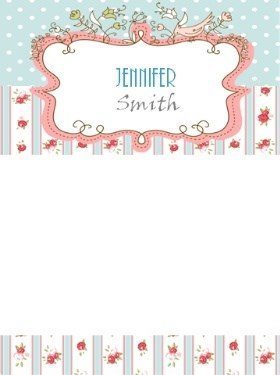 floral stationery with vintage pattern in pastel colors