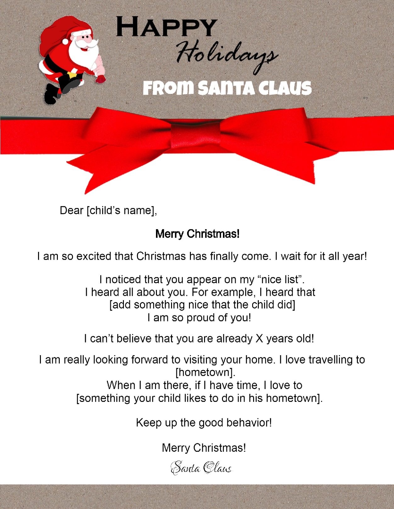 Free Letters From Santa