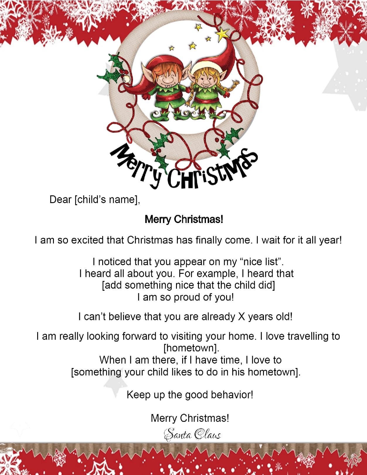 Santa letter free downloadable templates - iopps