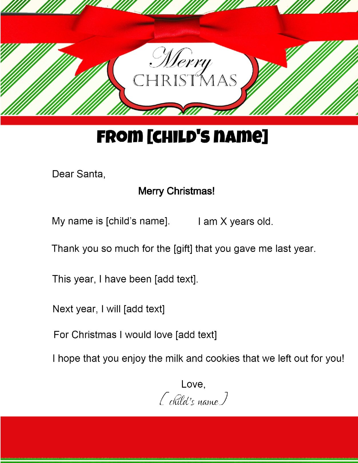 Free Letter To Santa