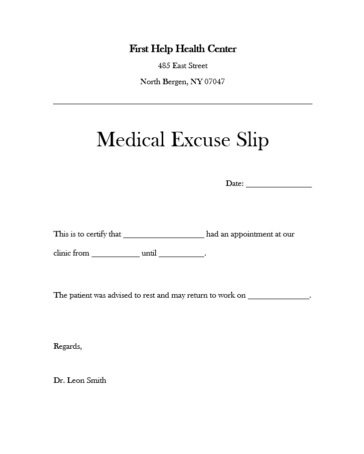 Free Doctors Notes Templates 2644